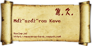 Mészáros Keve névjegykártya